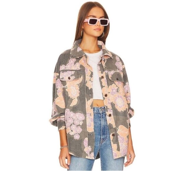 Free People Printed Ruby Jacket in Charcoal Combo Size Med NWT - Picture 1 of 16